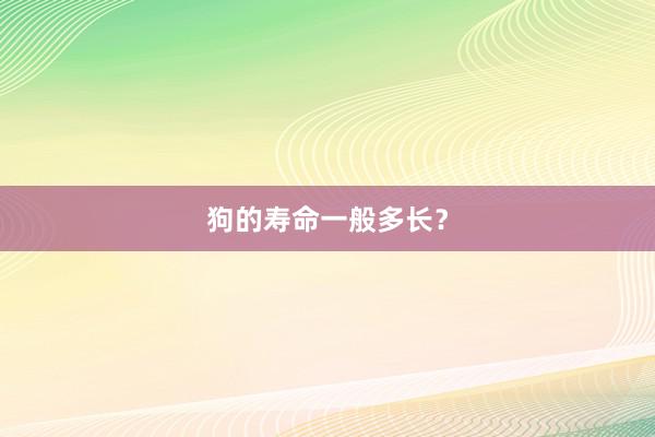 狗的寿命一般多长？