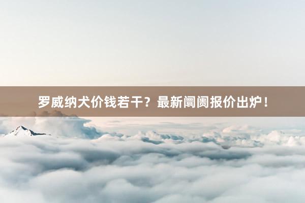 罗威纳犬价钱若干？最新阛阓报价出炉！